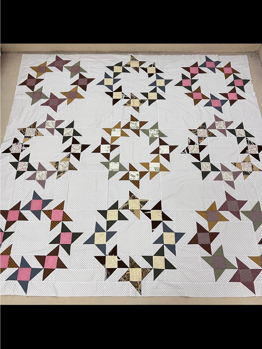 Friendship ring Sewing craft Patchwork Cotton Quilt Top/Topper,Queen size